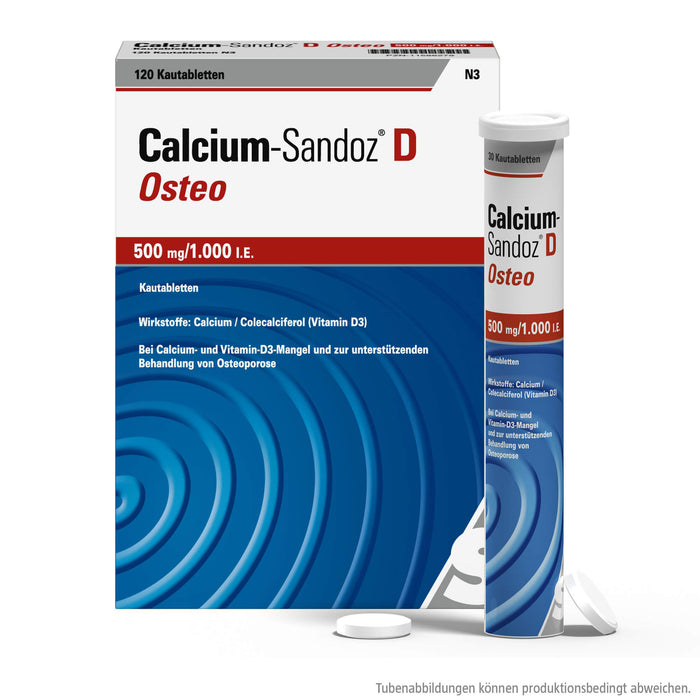 Calcium-Sandoz D Osteo 500 mg/1.000 I.E. Kautabletten, 120 pc Tablettes