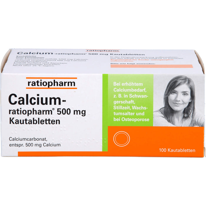 Calcium-ratiopharm 500 mg Kautabletten, 100 pcs. Tablets