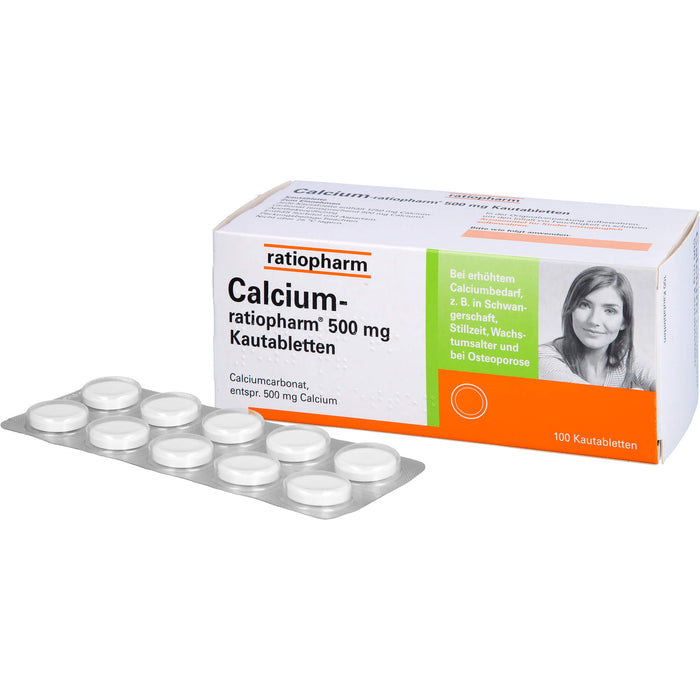 Calcium-ratiopharm 500 mg Kautabletten, 100 pc Tablettes