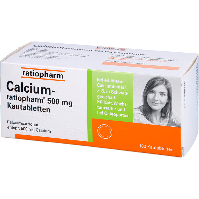 Calcium-ratiopharm 500 mg Kautabletten, 100 pcs. Tablets