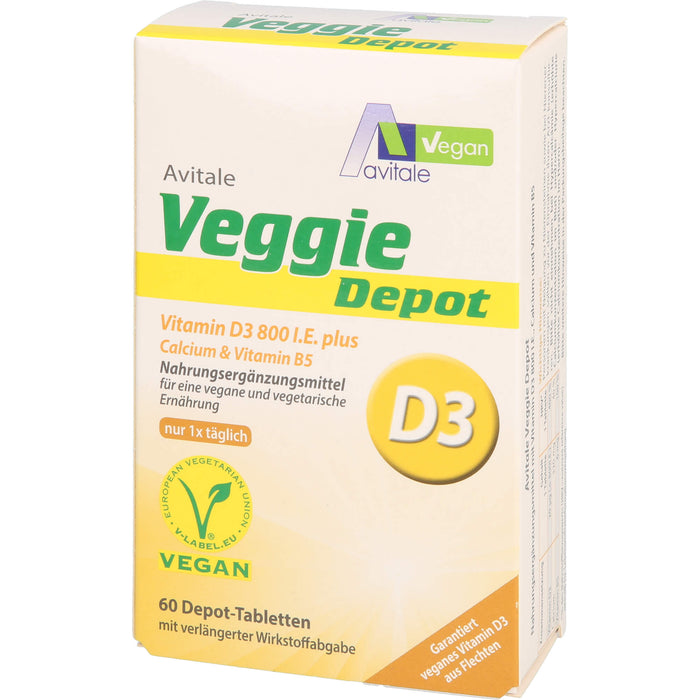 Veggie Depot Vitamin D3 800 I.E.+Calcium+B5, 60 St TAB