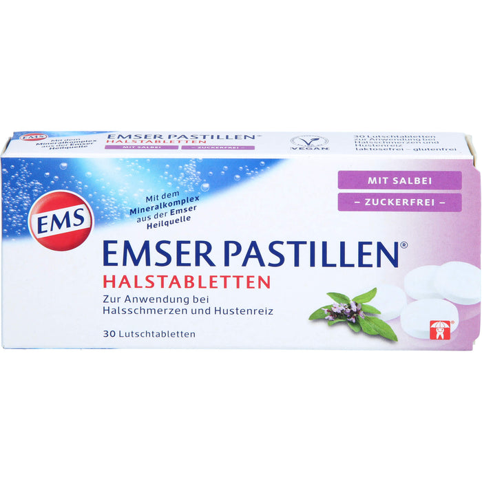 EMSER Pastillen Halstabletten mit Salbei zuckerfrei, 30 St. Tabletten