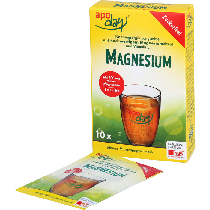 Apoday Magnesium Pulver mit Mango-Maracujageschmack zuckerfrei, 4.5 g Poudre