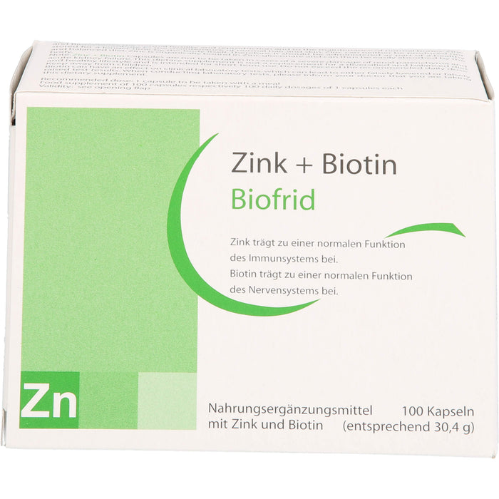 Biofrid Zink + Biotin Kapseln, 100 pc Capsules