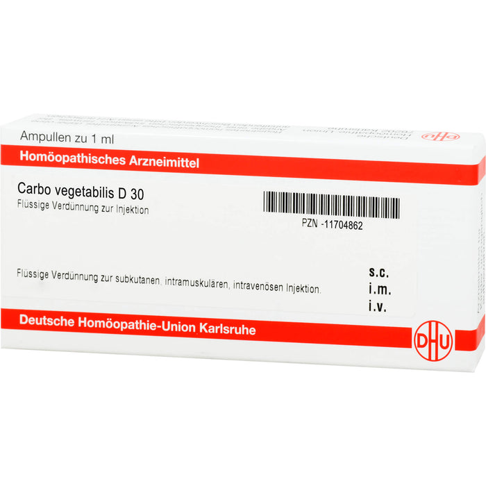 DHU Carbo vegetabilis D30 Ampullen, 8 St. Ampullen