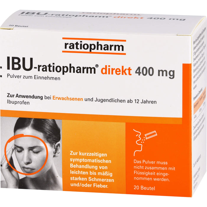 IBU-ratiopharm direkt 400 mg Pulver bei Schmerzen und Fieber, 20 St. Beutel