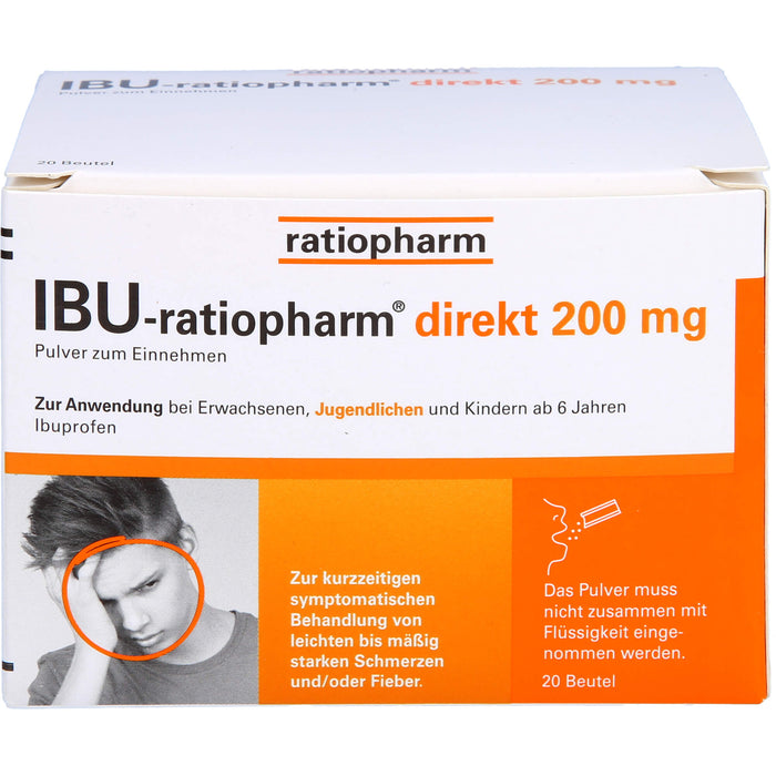 IBU-ratiopharm direkt 200 mg Pulver zum Einnehmen, 20 pc Sachets