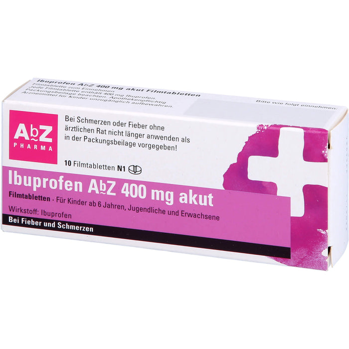 Ibuprofen AbZ 400 mg akut Filmtabletten, 10 pcs. Tablets