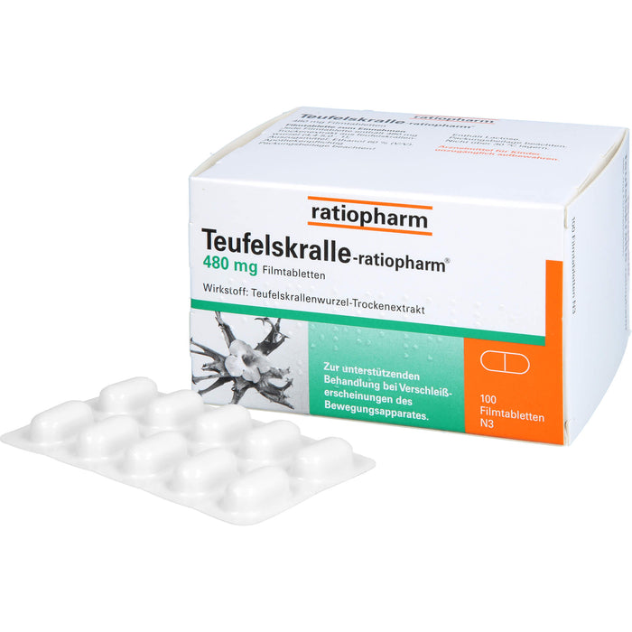 Teufelskralle-ratiopharm Filmtabletten bei Verschleißerscheinungen des Bewegungsapparates, 100 St. Tabletten