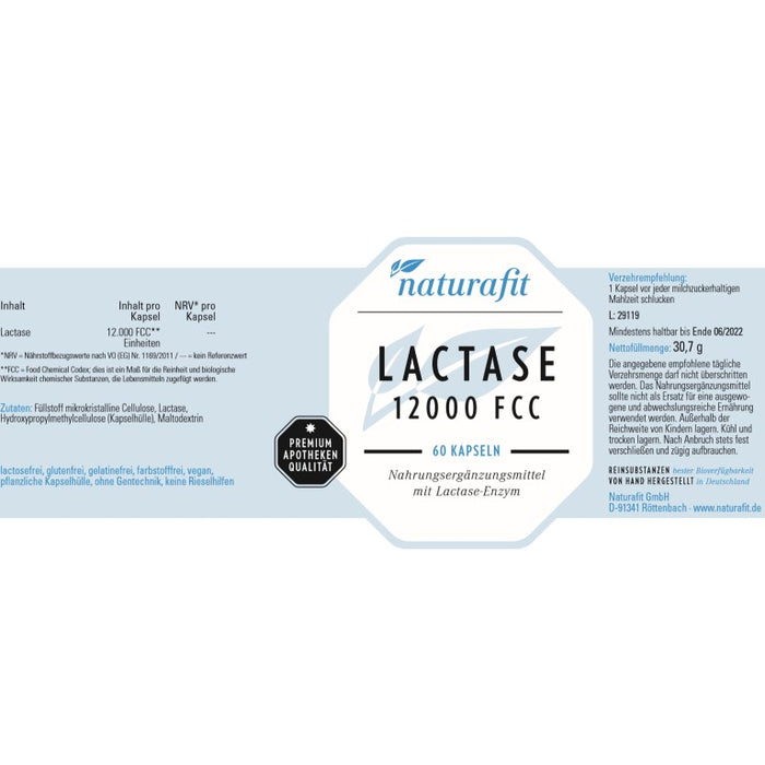 naturafit Lactase 12000 FCC Kapseln, 60 pc Capsules