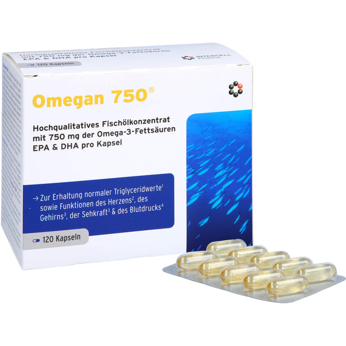 Omegan 750 Kapseln zur Erhaltung normaler Triglyceridwerte, 120 pcs. Capsules