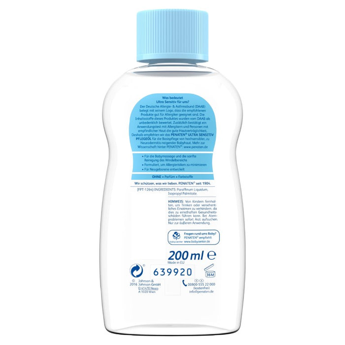 Penaten Ultra Sensitiv Pflegeöl, 200 ml OEL