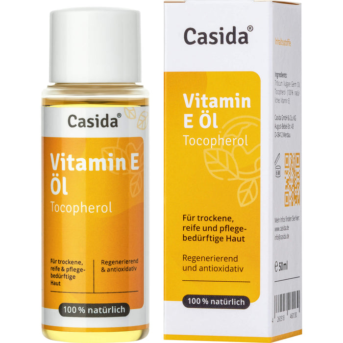 Casida Vitamin E Öl Tocopherol natürlich für trockene, reife und pflegebedürftige Haut, 50 ml Oil