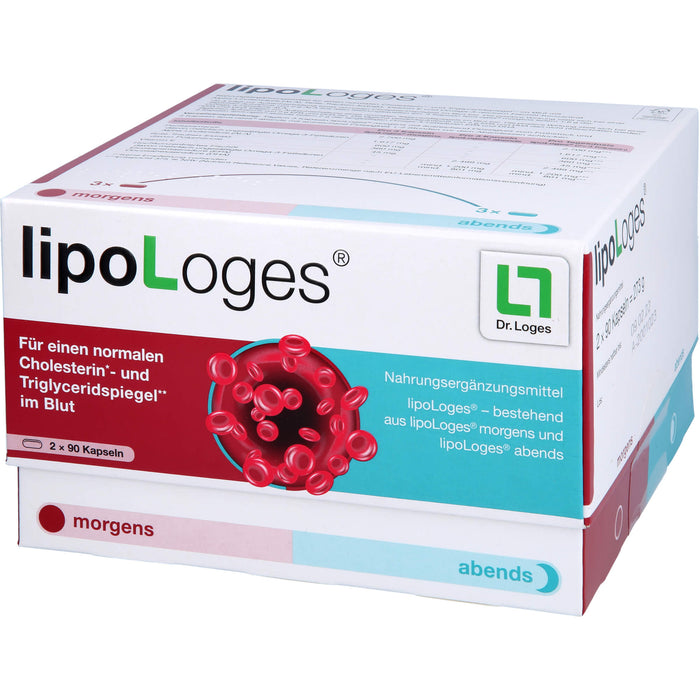lipoLoges Kapseln zur Unterstützung eines normalen Cholesterin- und Triglyceridspiegel im Blut, 180 pcs. Capsules