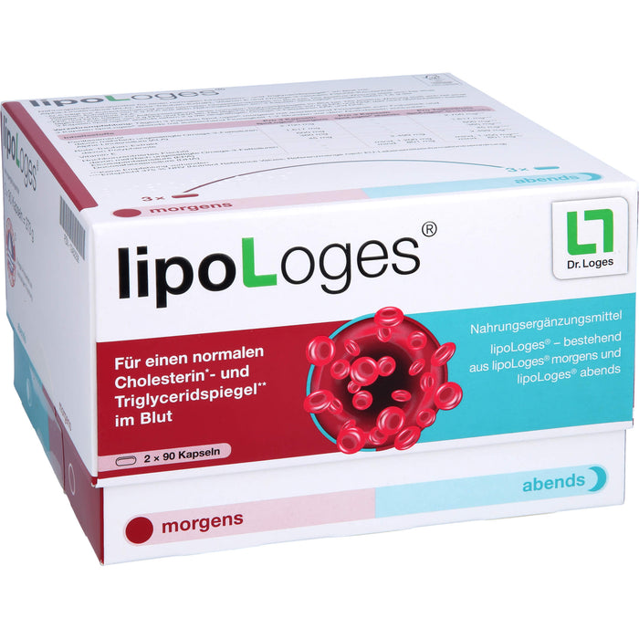 lipoLoges Kapseln zur Unterstützung eines normalen Cholesterin- und Triglyceridspiegel im Blut, 180 pcs. Capsules