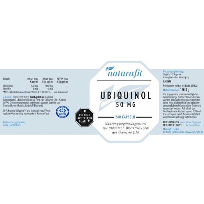 naturafit Ubiquinol 50 mg Kapseln, 240 pcs. Capsules