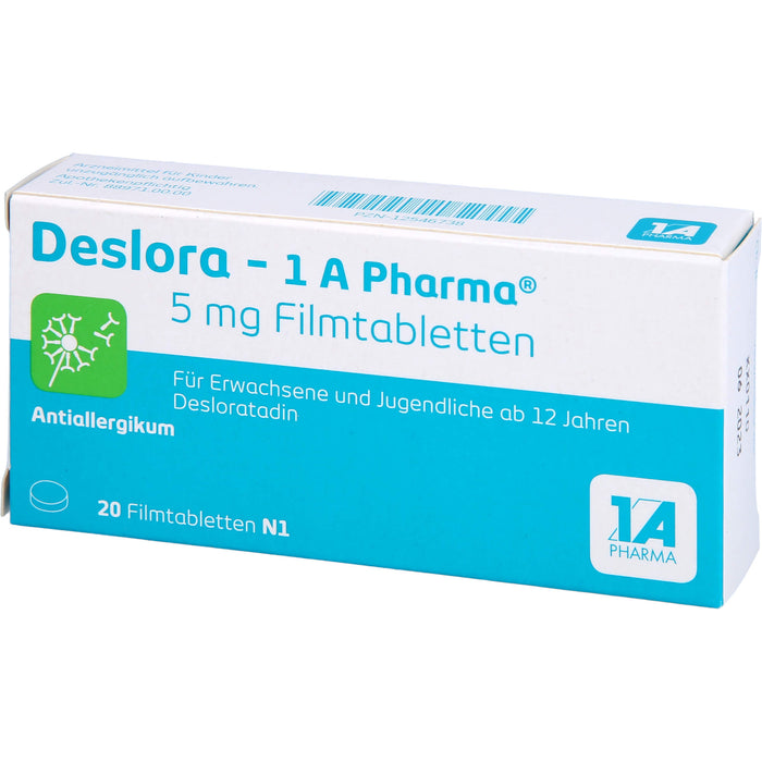 Deslora - 1 A Pharma 5 mg Filmtabletten Antiallergikum, 20 St. Tabletten