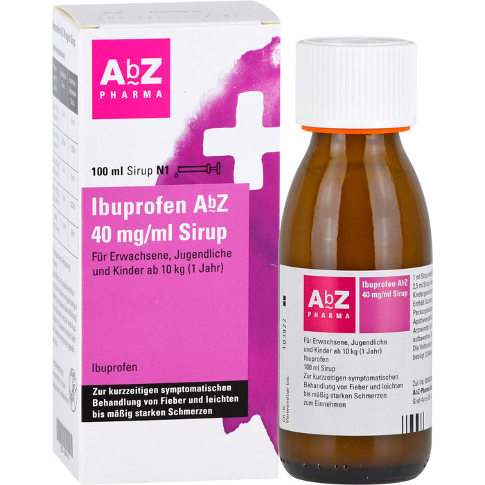 Ibuprofen AbZ 40 mg/ml Sirup bei Fieber und Schmerzen, 100 ml Lösung