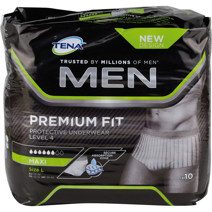 TENA Men Level 4 Premium Fit Prot. Underwear Gr. L, 10 St. Einlagen