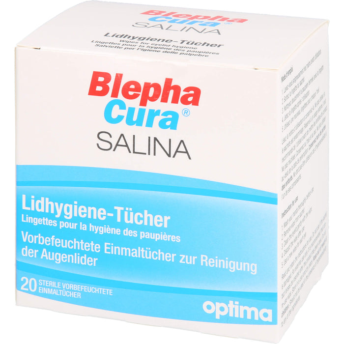 BlephaCura SALINA Lidhygiene-Tücher, sterile vorbefeuchtete Einmaltücher zur Reinigung der Augenlider, 20 pc Tissus