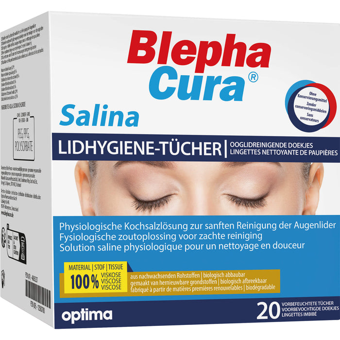 BlephaCura SALINA Lidhygiene-Tücher, sterile vorbefeuchtete Einmaltücher zur Reinigung der Augenlider, 20 pc Tissus