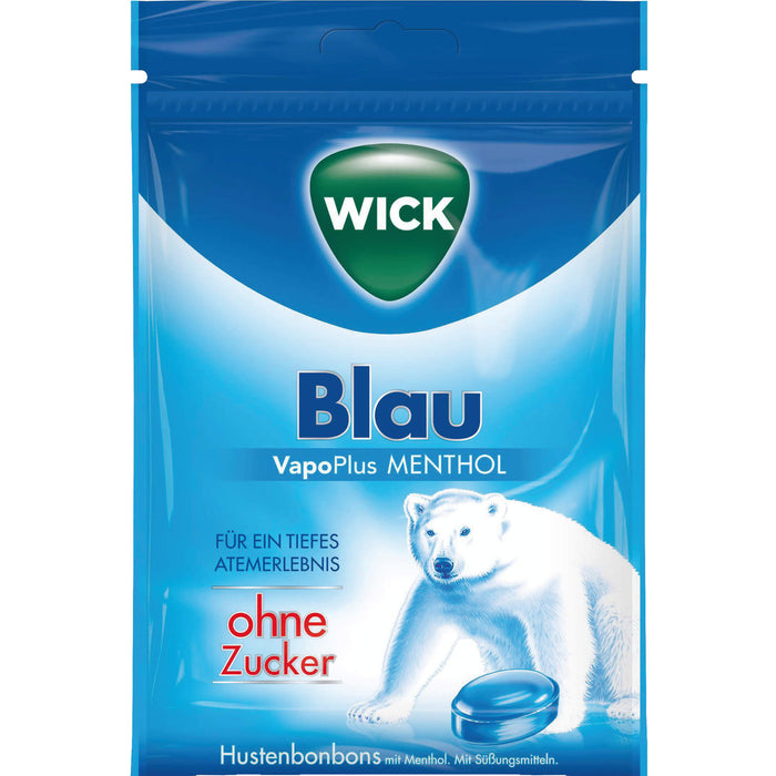 WICK Blau Hustenbonbons mit Menthol ohne Zucker, 72 g Candies