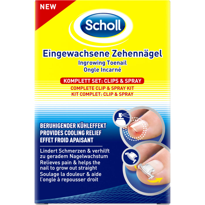 Scholl Eingewachsene Zehennägel Komplett Set Clips & Spray, 1 pcs. Set