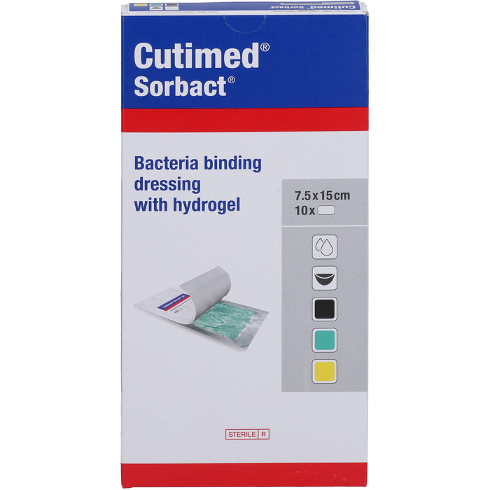 Cutimed Sorbact Gel bakterienbindende Kompresse mit Hydrogel 7,5 cm x 15 cm, 10 pcs. Compresses