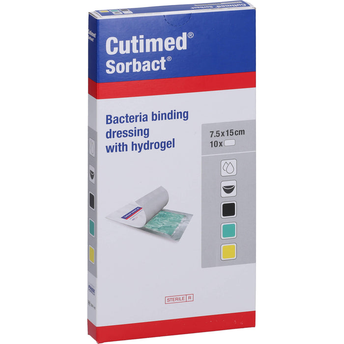 Cutimed Sorbact Gel bakterienbindende Kompresse mit Hydrogel 7,5 cm x 15 cm, 10 pc Compresses