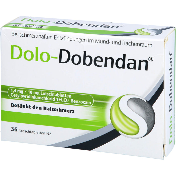 DOLO-DOBENDAN Lutschtabletten bei starken Halsschmerzen mit betäubender Wirkung, 36 pc Tablettes