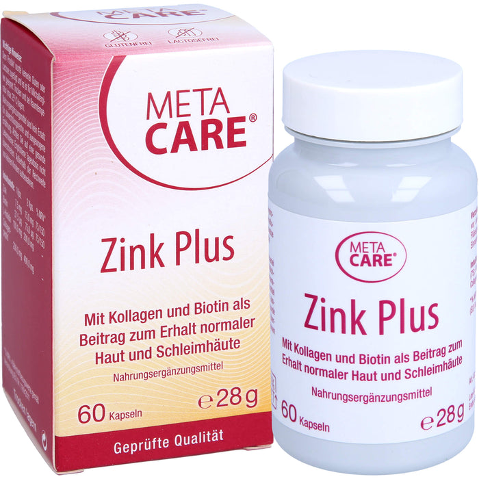 Meta Care Zink+ Kapseln zum Erhalt normaler Haur und Schleimhäute, 60 pcs. Capsules