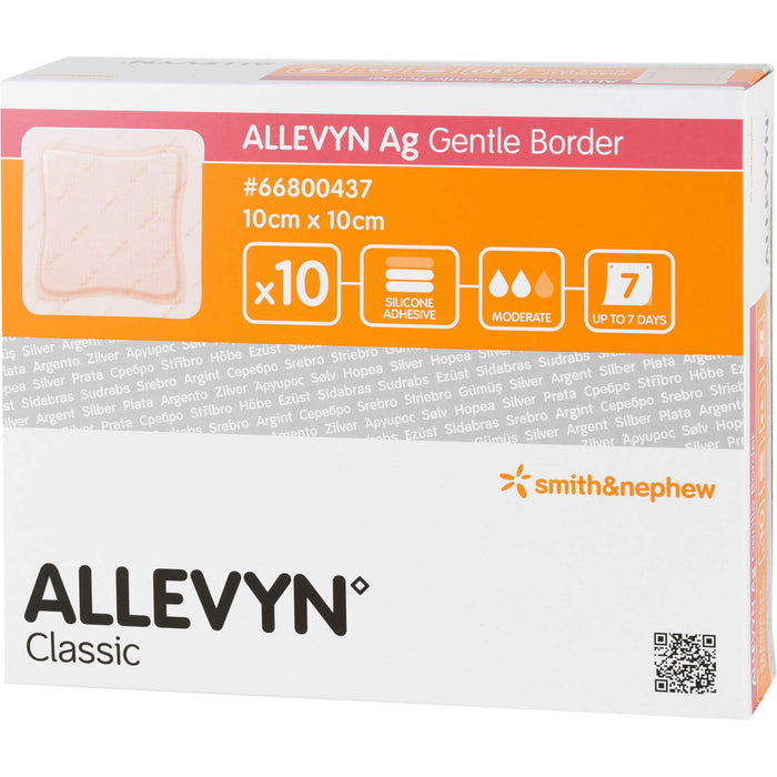 Allevyn Ag Gentle Border 10x10 cm Wundverband, 10 St VER