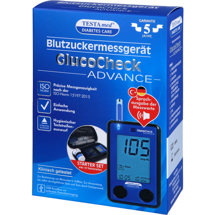 TESTAmed GlucoCheck Advance Blutzuckermessgerät, 1 St. Gerät