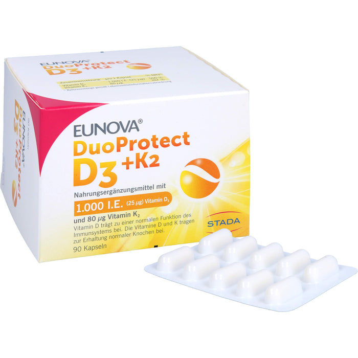 EUNOVA DuoProtect D3+K2 1000 I.E. / 80 µg Kapseln, 90 pcs. Capsules