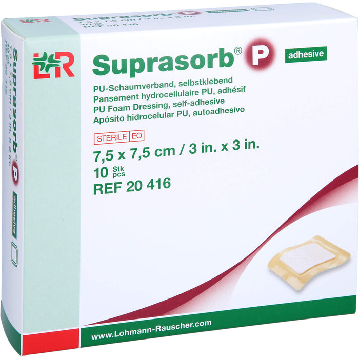 Suprasorb P PU-Schaumverb.7,5x7,5 cm selbstklebend, 10 St VER