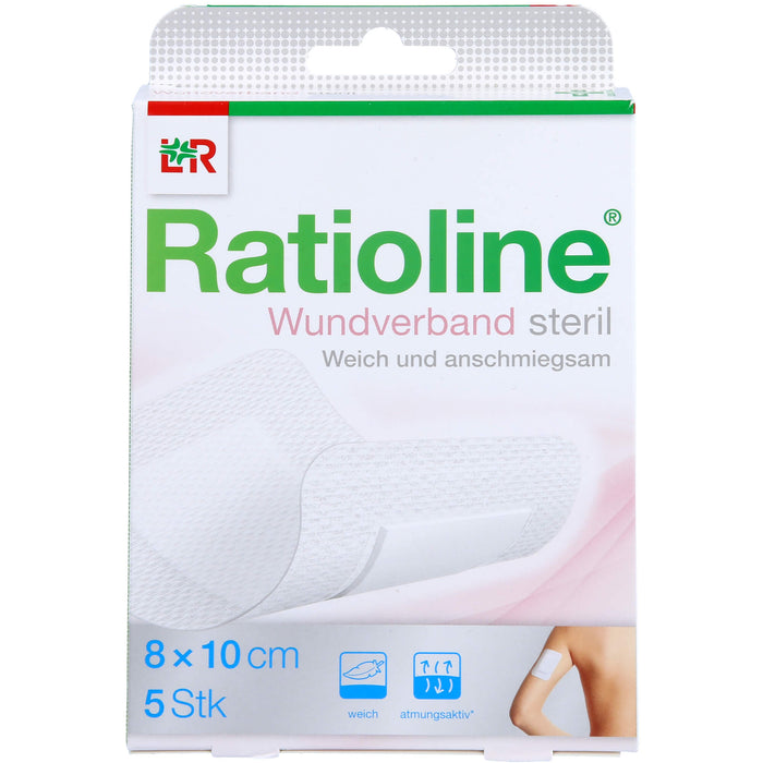 Ratioline Wundverband 10 cm x 8 cm steril, 5 St. Wundauflagen