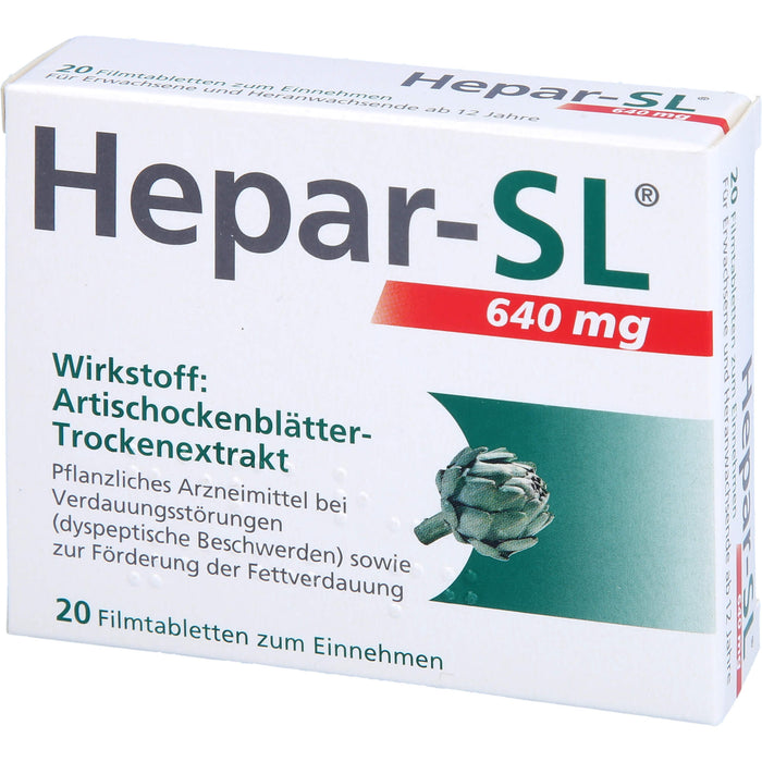 Hepar-SL 640 mg Filmtabletten bei Verdauungsstörungen, 20 St. Tabletten