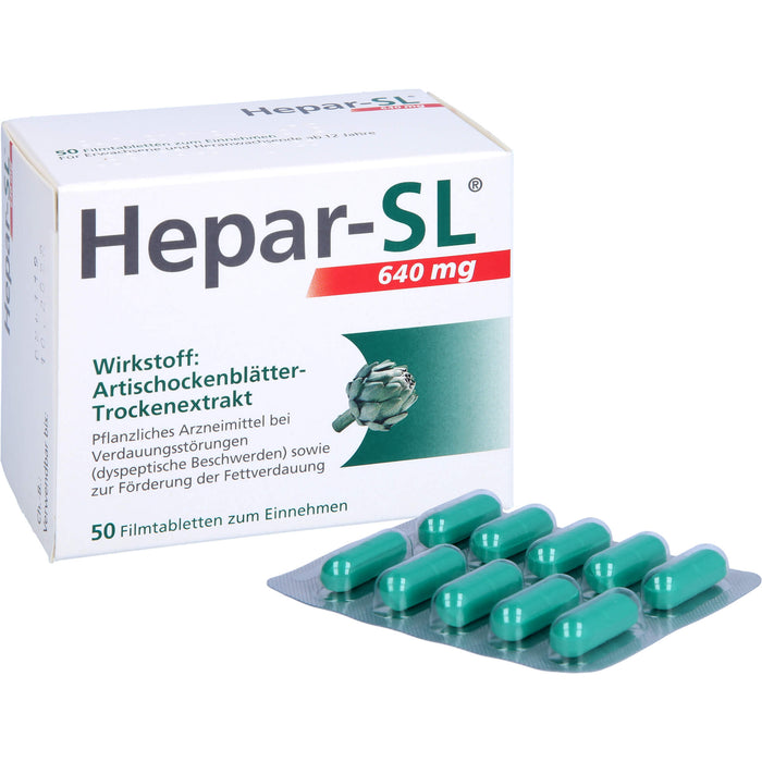 Hepar-SL 640 mg Filmtabletten bei Verdauungsstörungen, 50 pcs. Tablets