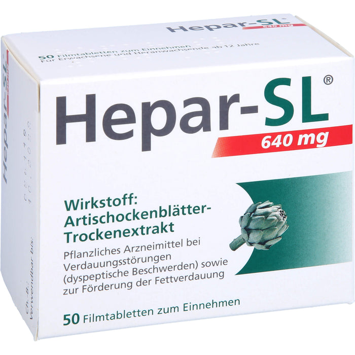 Hepar-SL 640 mg Filmtabletten bei Verdauungsstörungen, 50 pcs. Tablets