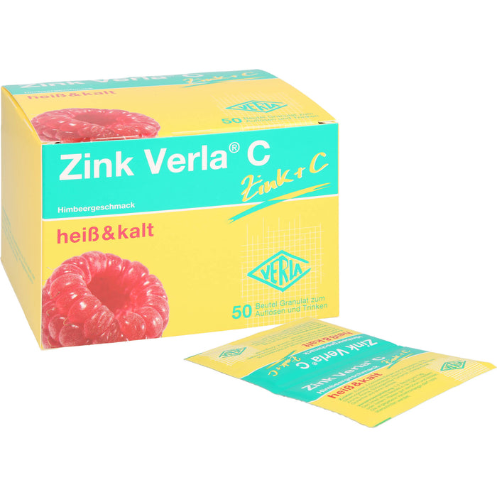 Zink Verla C Himbeer-Geschmack heiß & kalt Granulat, 50 pcs. Sachets