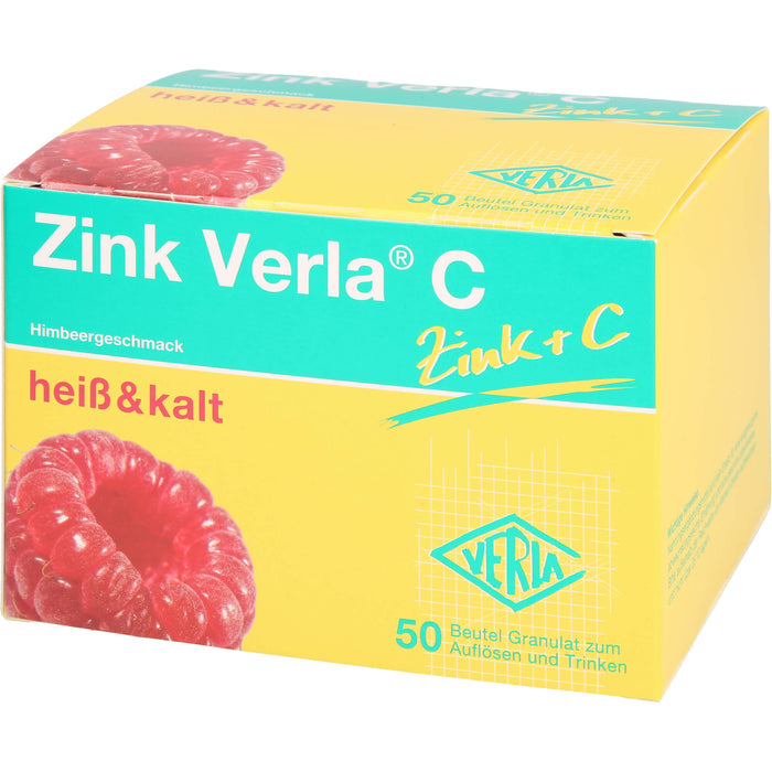 Zink Verla C Himbeer-Geschmack heiß & kalt Granulat, 50 pcs. Sachets