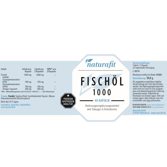 naturafit Fischöl 1000 Kapseln, 40 pc Capsules