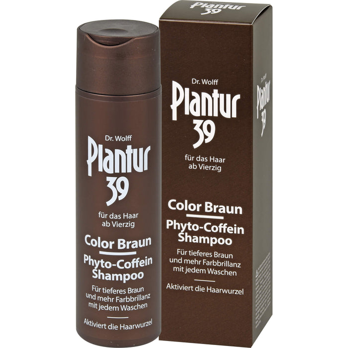 Plantur 39 Color Braun Phyto-Coffein-Shampoo für tieferes Braun und mehr Farbbrillanz mit jedem Waschen, 250 ml Shampoo