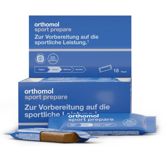 Orthomol Sport prepare - Fruchtriegel mit Kreatin, Koffein und BCAAs - Einnahme vor dem Training - Schoko-Mandel-Dattel-Geschmack, 1 St. Riegel