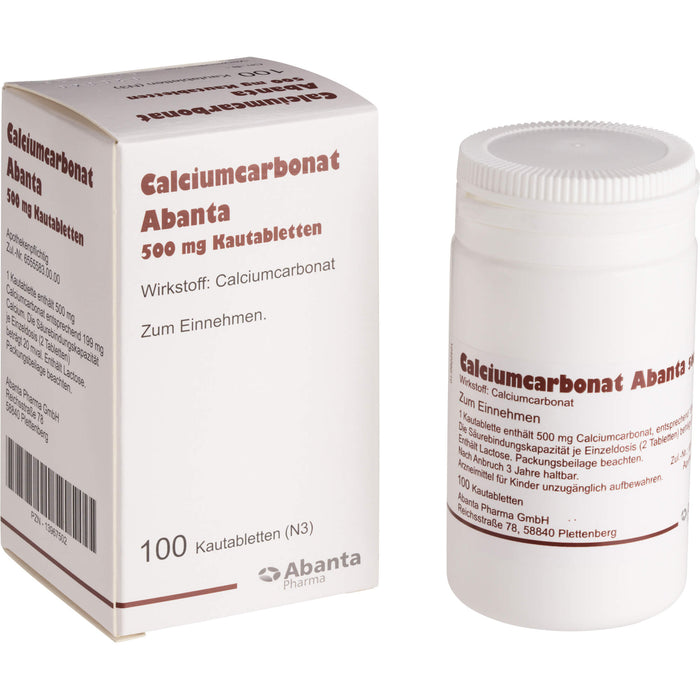 Calciumcarbonat Abanta 500 mg Kautabletten, 100 St KTA