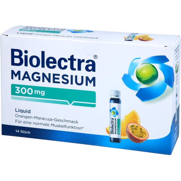 Biolectra Magnesium 300 mg aktiv Liquid Orangen-Maracuja-Geschmack, 14 pc Solution