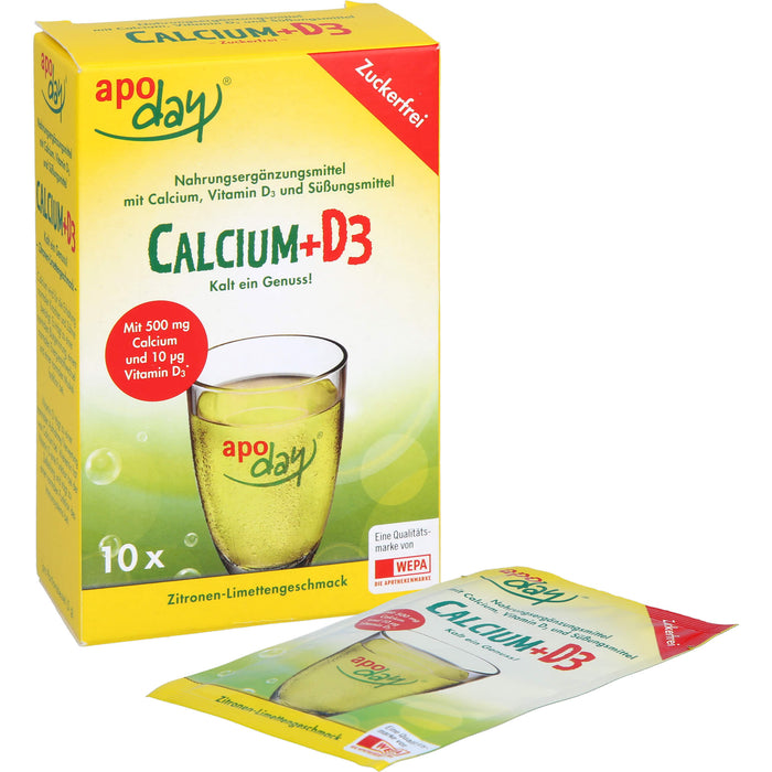 APODAY Calcium+D3 Zitrone-Limette zuckerfr. Pulv., 10X5 g PUL