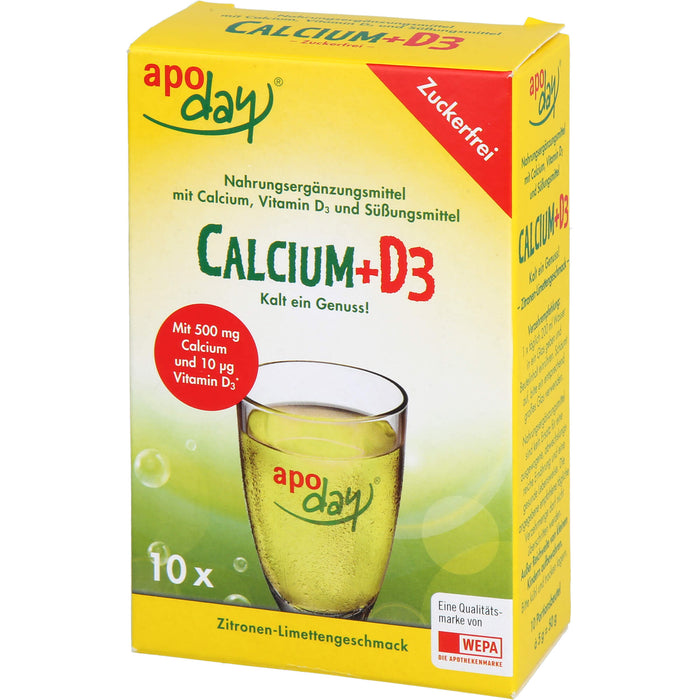 APODAY Calcium+D3 Zitrone-Limette zuckerfr. Pulv., 10X5 g PUL