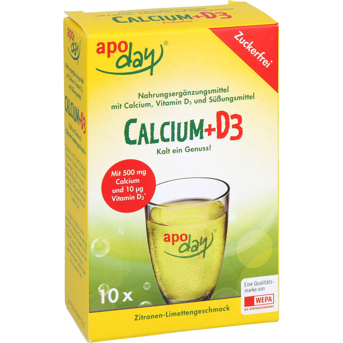 APODAY Calcium+D3 Zitrone-Limette zuckerfr. Pulv., 10X5 g PUL