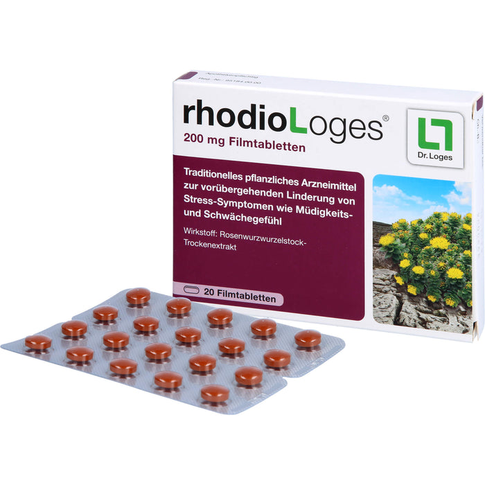 rhodioLoges 200 mg Filmtabletten zur vorübergehenden Linderung von Stress-Symptomen, 20 pc Tablettes